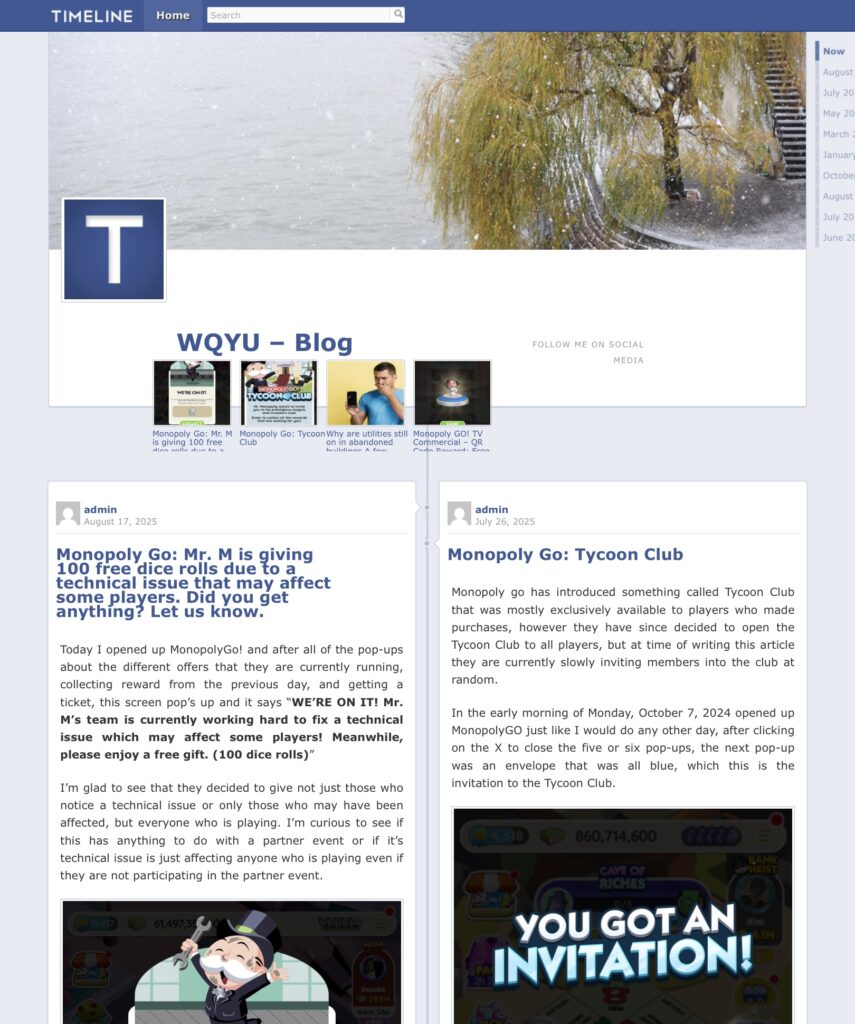 A working copy of Facebook timeline style WordPress theme.